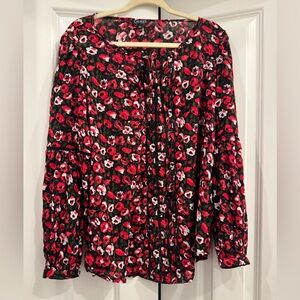 Lauren Ralph Lauren Red and Black Floral Blouse